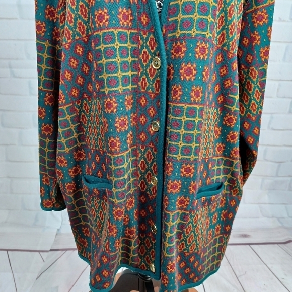 C. D. Daniels women's long sleeve geo print button front cardigan pockets 2x b30 - Picture 9 of 11